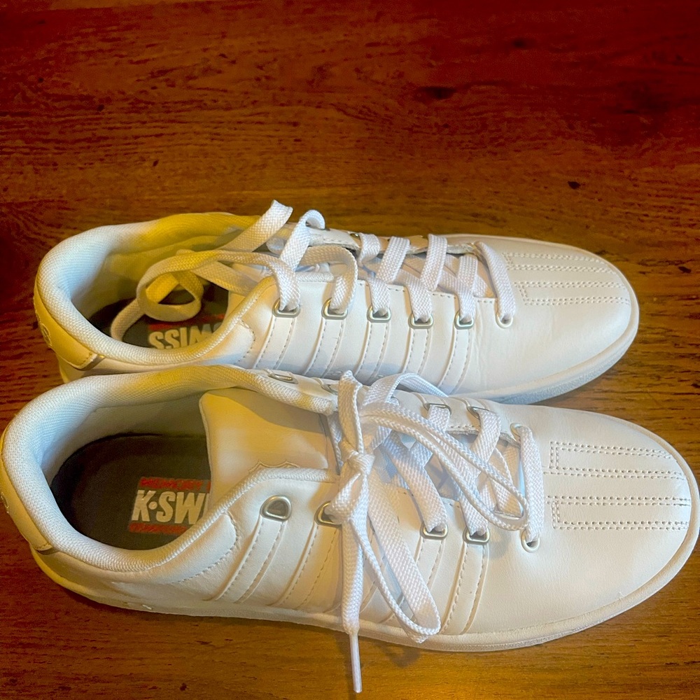 Brand new K Swiss white leather vintage sneakers size 8.5